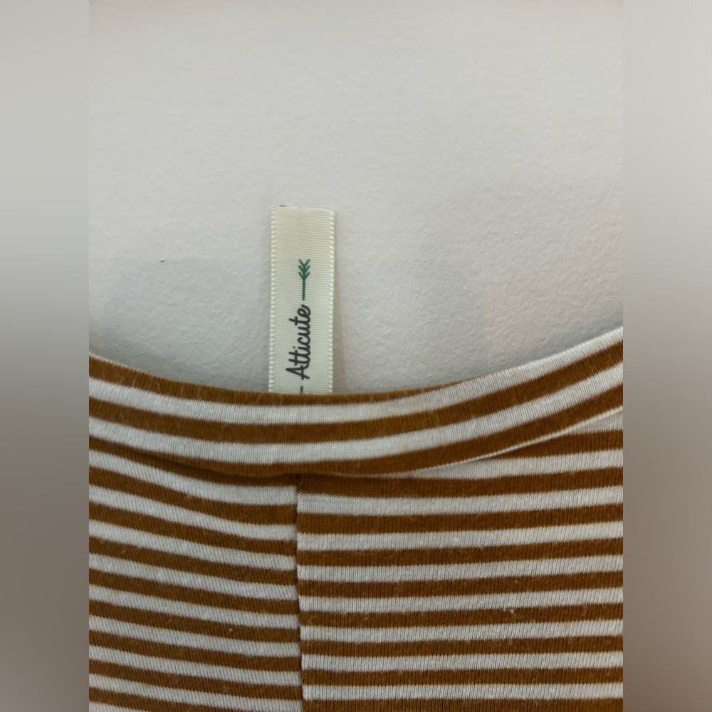Atticute orange stripped short sleeve shirt size not listed - Picture 3 of 3